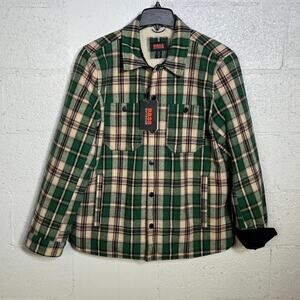 Bass Outdoor Men's Mission Field Sherpa Lined Shirt Jacket Green Plaid M $99